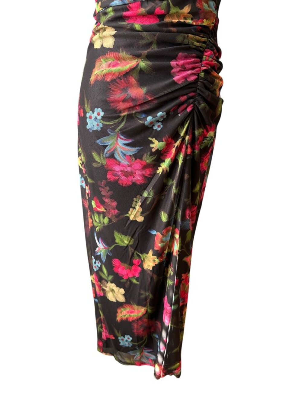 Vince Camuto Floral One-Shoulder Mesh Maxi Dress. Sz: 6 - Picture 5 of 11